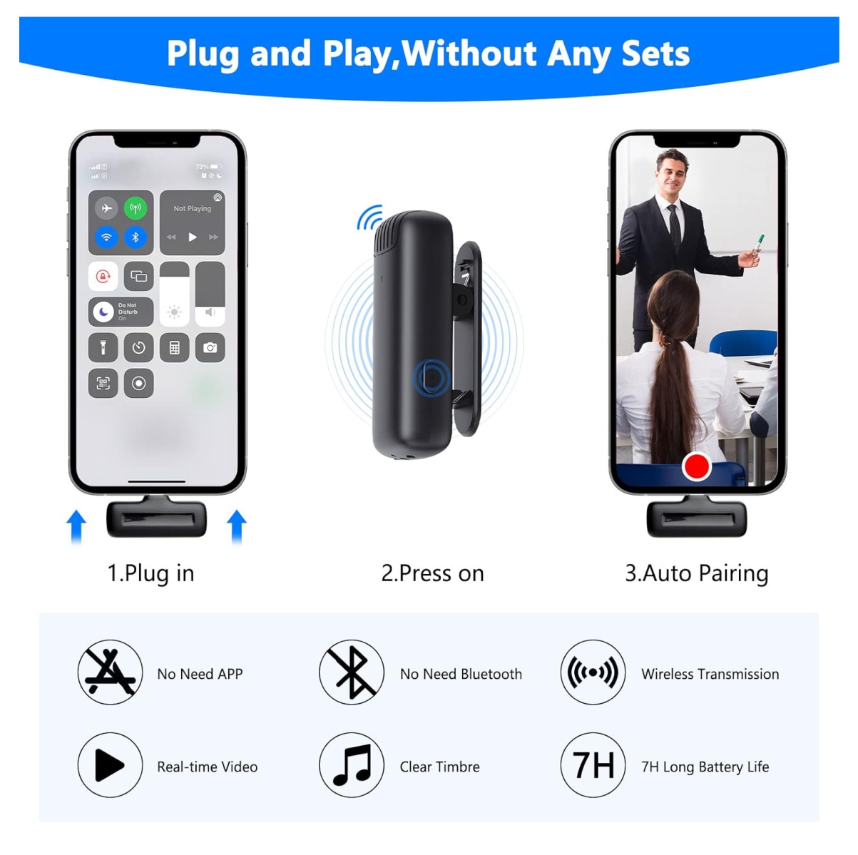 Miniatura 5 de Microfono Solapa Recargable con Estuche